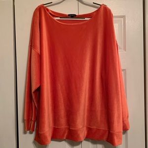 Lane Bryant, Coral velour long sleeve top with sexy zipper detailing